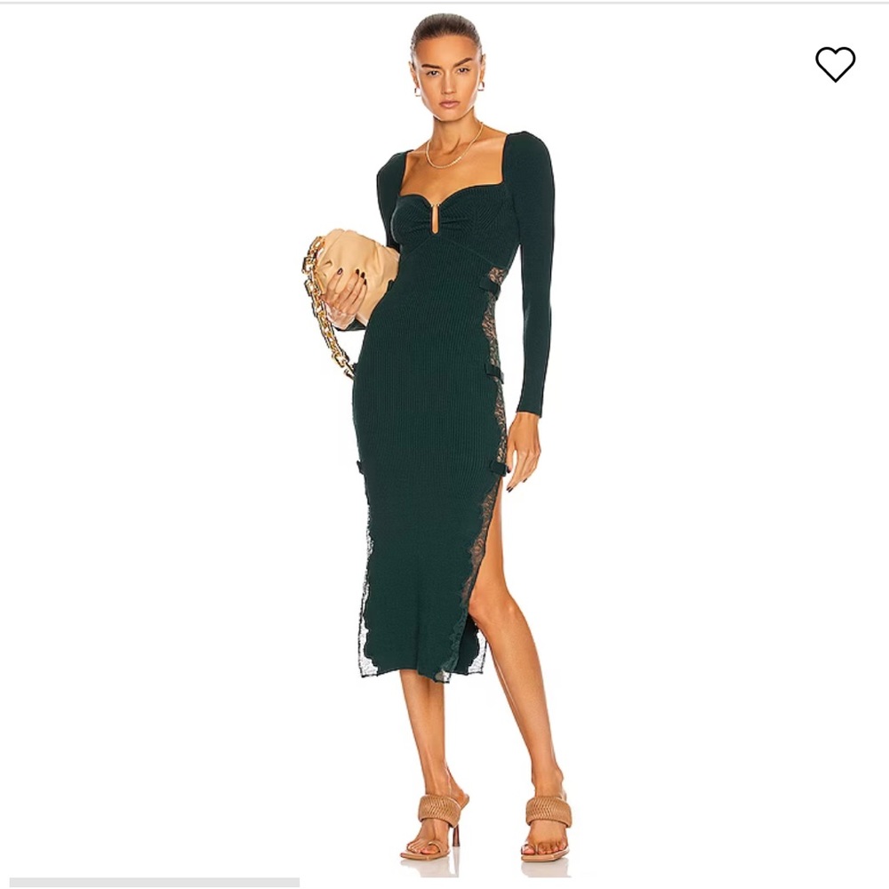 Self Portrait Lace Trimmed Rib Knit Midi dress . Size M